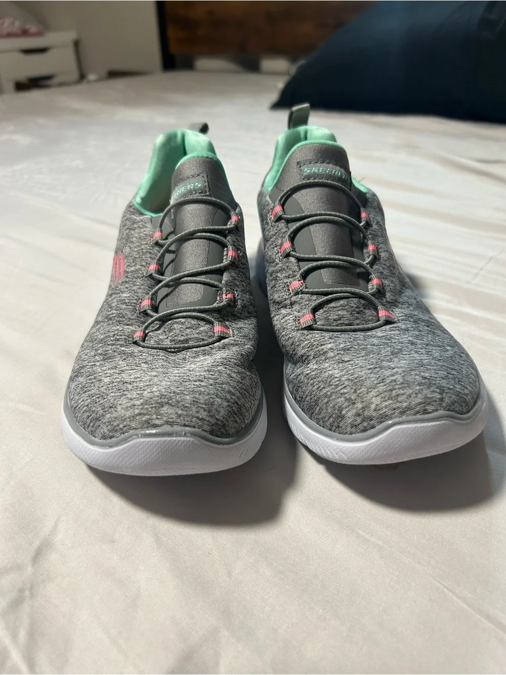 Skechers Summits Quick Getaway Slip-On Sneakers Women’s Gray Mint Memory Foam